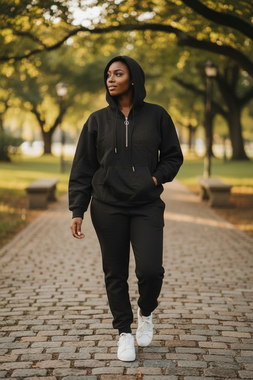 Cotton Half Zip Down Hoodie