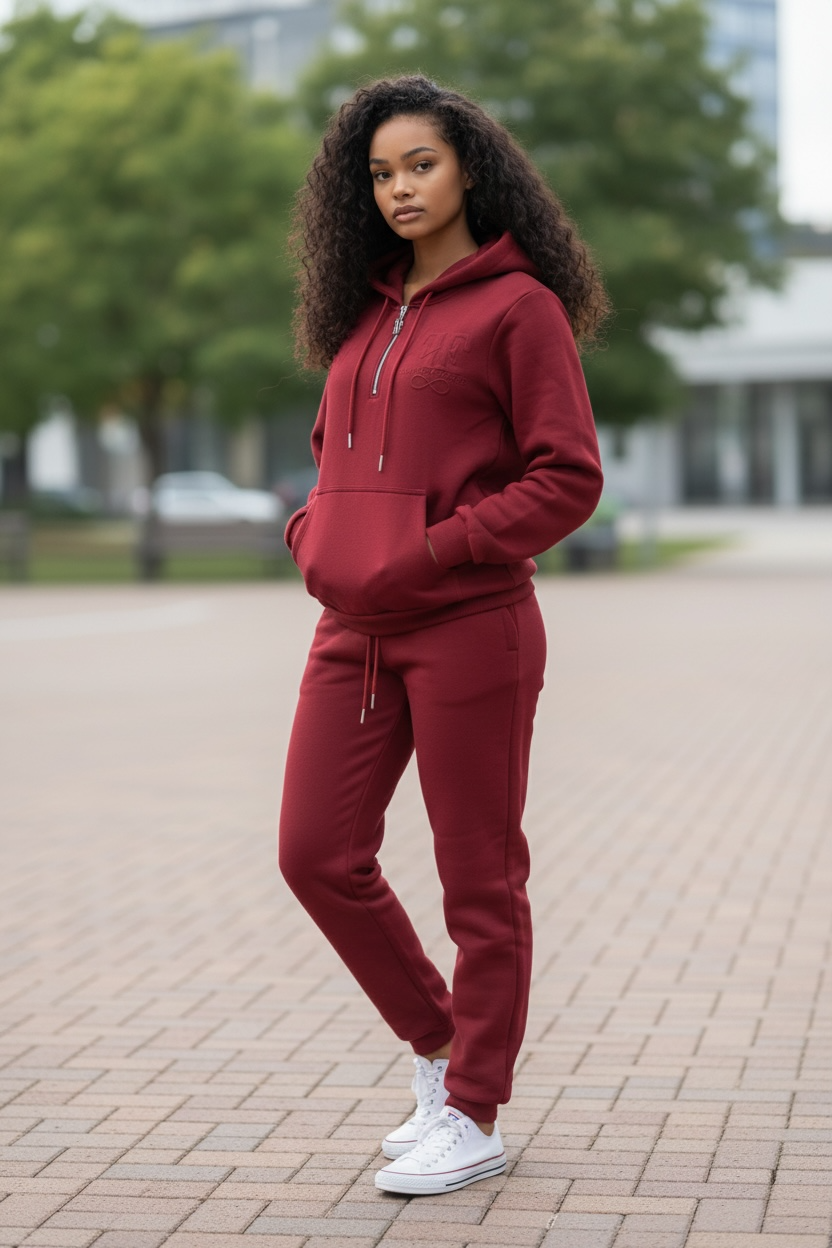 Cotton Half Zip Down Hoodie