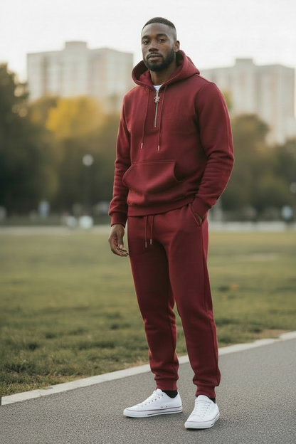 Cotton Half Zip Down Hoodie