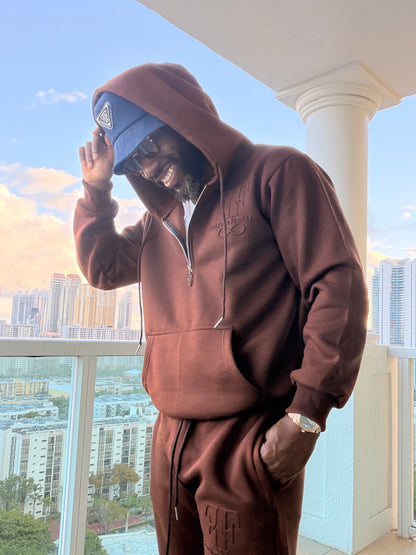 Cotton Half Zip Down Hoodie